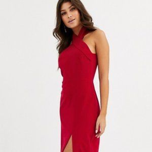 Vesper high neck maxi dress with thigh split